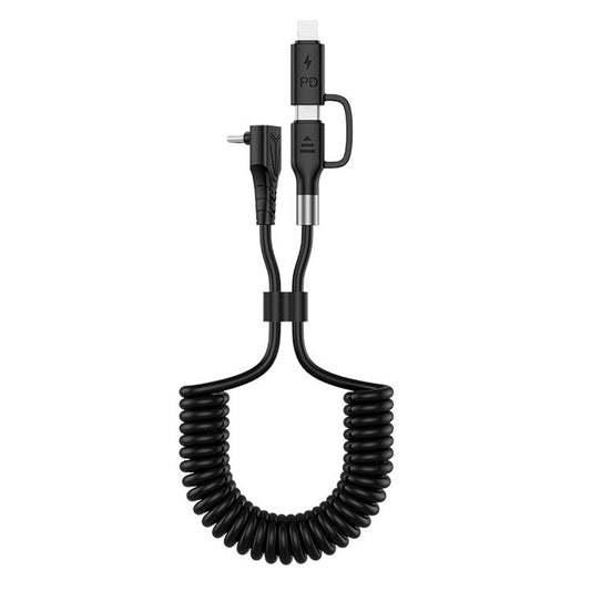 ENKAY HAT PRINCE 1.5m Coiled Type-C to Type-C / Lightning Cable 3A Fast Charging Scalable Spring Elbow Data Cord
