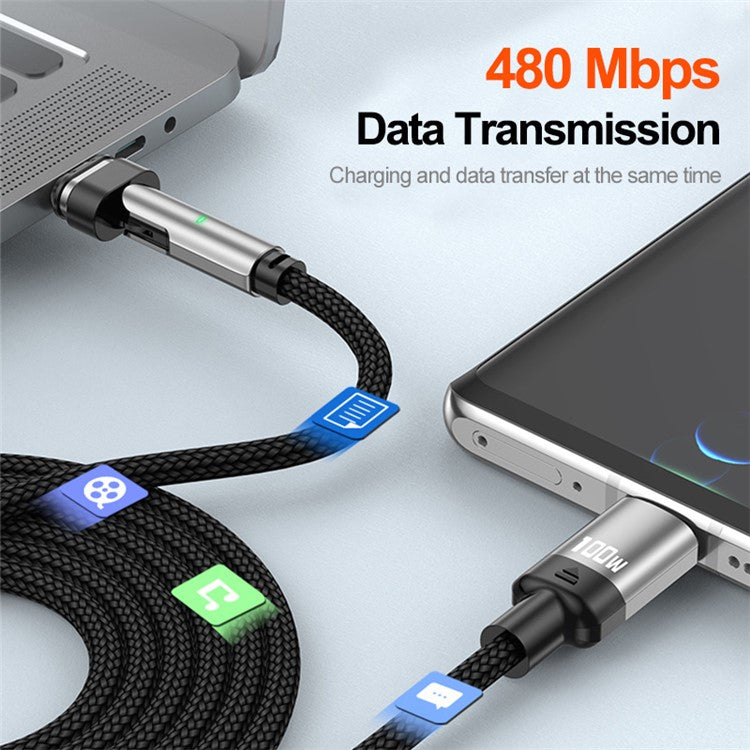 ENKAY 2m 180 Degree Rotation USB-C to Type C / iP 2-in-1 PD 100W / 27W Magnetic Charging Cable