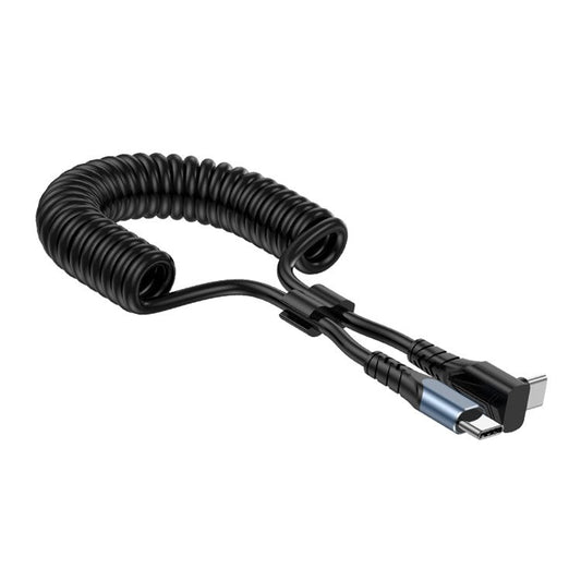 For iPhone 15 Series 1.5m Type-C to Type-C TPU Cable Scalable Spring Elbow PD 60W 480Mbps Sync Charging and Data Cord