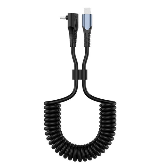 1.5m Type-C to Lightning Spring Coiled Cable PD 27W Data Transfer Elbow Wire TPU Fast Charging Cord