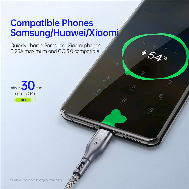 DUZZONA A2 3m PD 65W Fast Charging USB-C to USB-C Cable Nylon Braided Data Cord for iPhone 16-15 Series - Grey