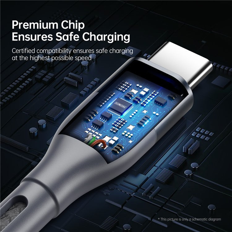 DUZZONA A2 3m PD 65W Fast Charging USB-C to USB-C Cable Nylon Braided Data Cord for iPhone 16-15 Series - Grey