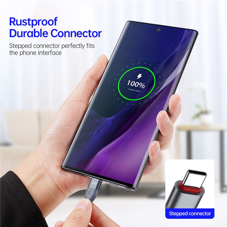 DUZZONA A2 3m PD 65W Fast Charging USB-C to USB-C Cable Nylon Braided Data Cord for iPhone 16-15 Series - Grey