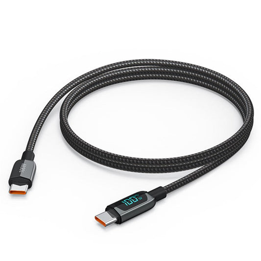 CABLECREATION CC1215 for iPhone 15 Series 2m Digital Display Type-C to Type-C Fast Charger PD 100W Nylon Braided Data Cord