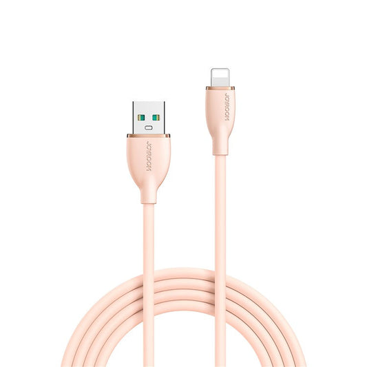JOYROOM SA29-AL3 Colorful Series 1.2m 3A Fast Charging USB-A to Lightning Cable Liquid Silicone Data Cord - Pink