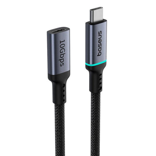 BASEUS High Definition Series for iPhone 15 Series 0.5m 10Gbps Type-C Extension Cable 4K@60Hz Clarity Braided Fast Charging Cable, Black