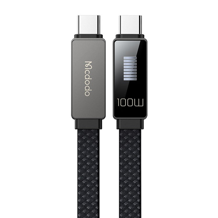 MCDODO CA-4470 Rhythm Series for iPhone 15 Series 1.2m PD 100W Type-C to Type-C Data Cable with 9-level Light Display, Black