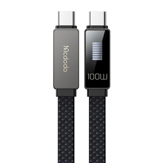 MCDODO CA-4470 Rhythm Series for iPhone 15 Series 1.2m PD 100W Type-C to Type-C Data Cable with 9-level Light Display, Black