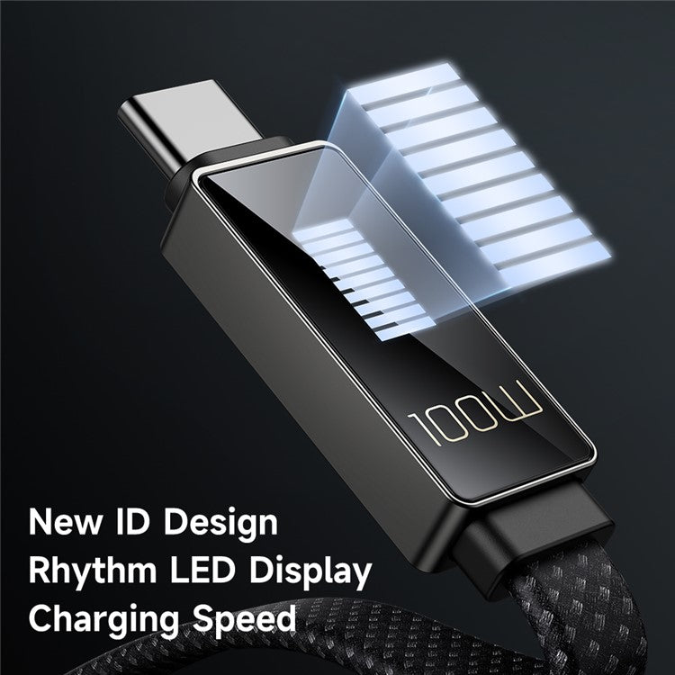MCDODO CA-4470 Rhythm Series for iPhone 15 Series 1.2m PD 100W Type-C to Type-C Data Cable with 9-level Light Display, Black