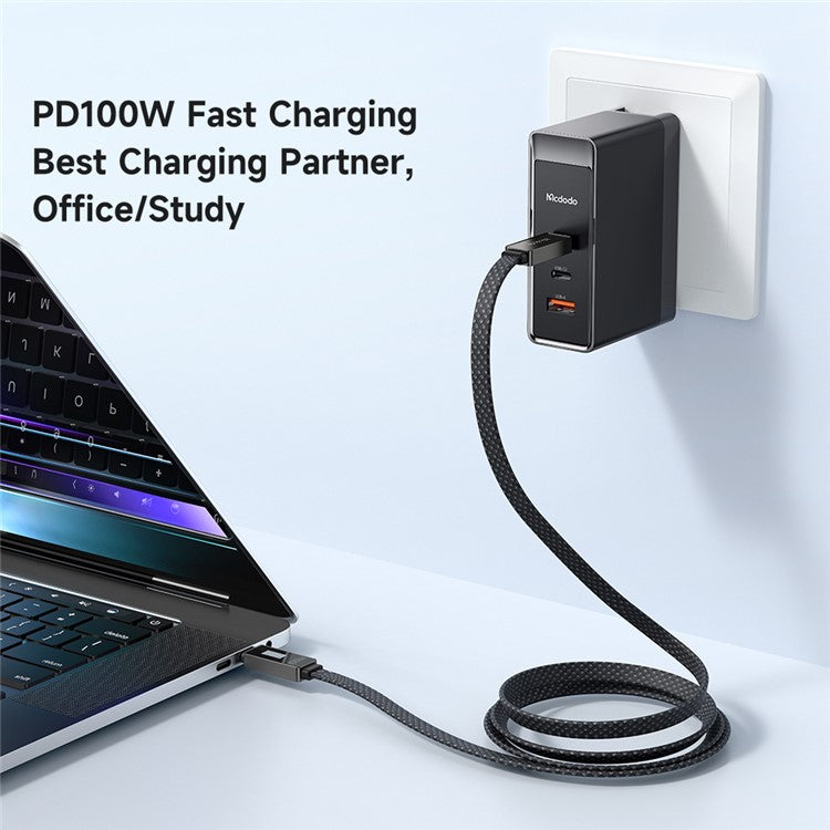 MCDODO CA-4470 Rhythm Series for iPhone 15 Series 1.2m PD 100W Type-C to Type-C Data Cable with 9-level Light Display, Black