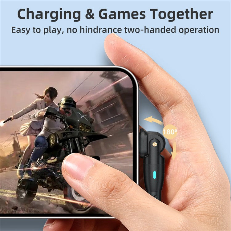 ENKAY 2m 2.1A Charging Wire USB to Lightning 180 Degree Rotate Data Cable with LED Indicator - Black