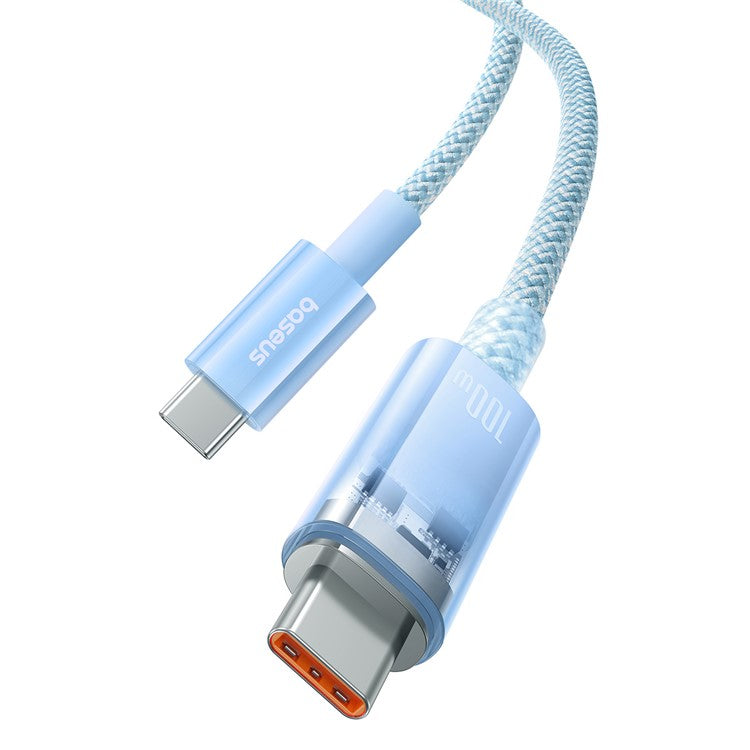 BASEUS Explorer Series for iPhone 15 Series 100W PD Fast Charging Cable with Smart Temperature Control Type-C to Type-C Data Cable, 1m - Blue