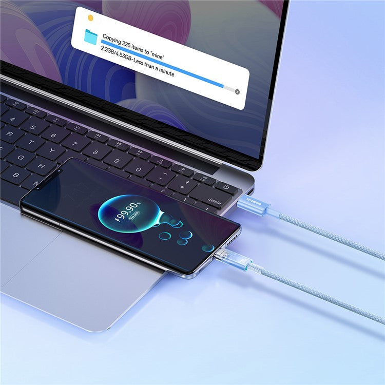 BASEUS Explorer Series for iPhone 15 Series 100W PD Fast Charging Cable with Smart Temperature Control Type-C to Type-C Data Cable, 1m - Blue