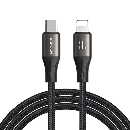 JOYROOM SA25-CL3 1.2m Light-Speed Series for iPhone 15 Series PD 30W Fast Charging Type-C to Lighting Data Cable - Black