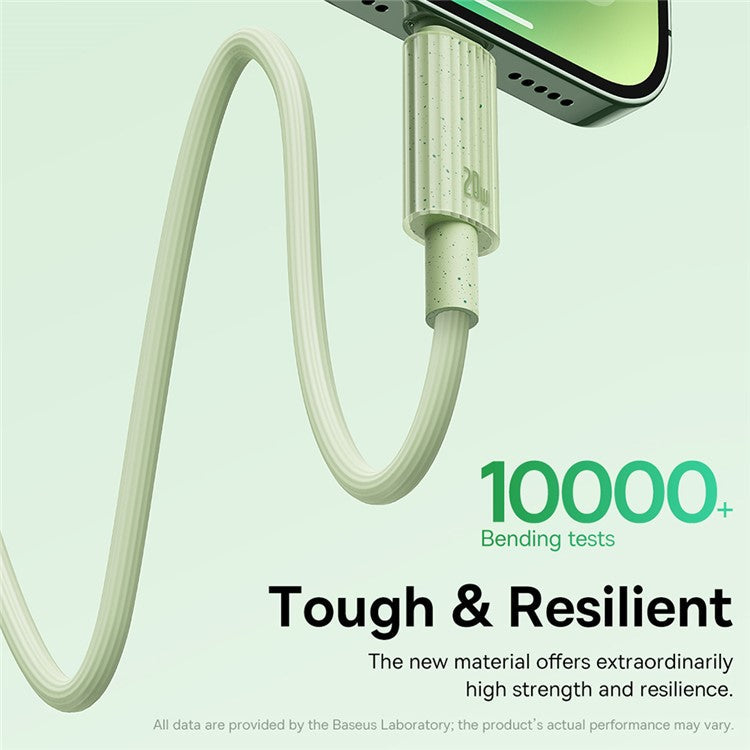 BASEUS Habitat Series 1m Type-C to iP Charging Cable Biodegradable 2.4A 20W PD Fast Charging Data Cable for iPhone  /  iPad - Green