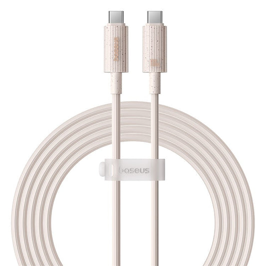 BASEUS 2m Habitat Series for iPhone 15 Series Type-C to Type-C 100W Fast Charging Biodegradable Data Cable - Pink