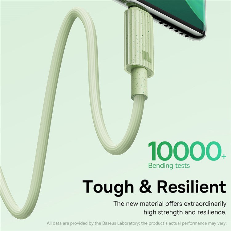 BASEUS 1m Habitat Series for iPhone 15 Series For Phone / Tablet / Laptop Type-C to Type-C 100W Fast Charging Biodegradable Data Cable - Green