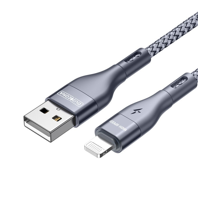 DUZZONA A7 1m USB-A to Lightning Data Cable 2.4A Phone Charging Nylon Braided Cord
