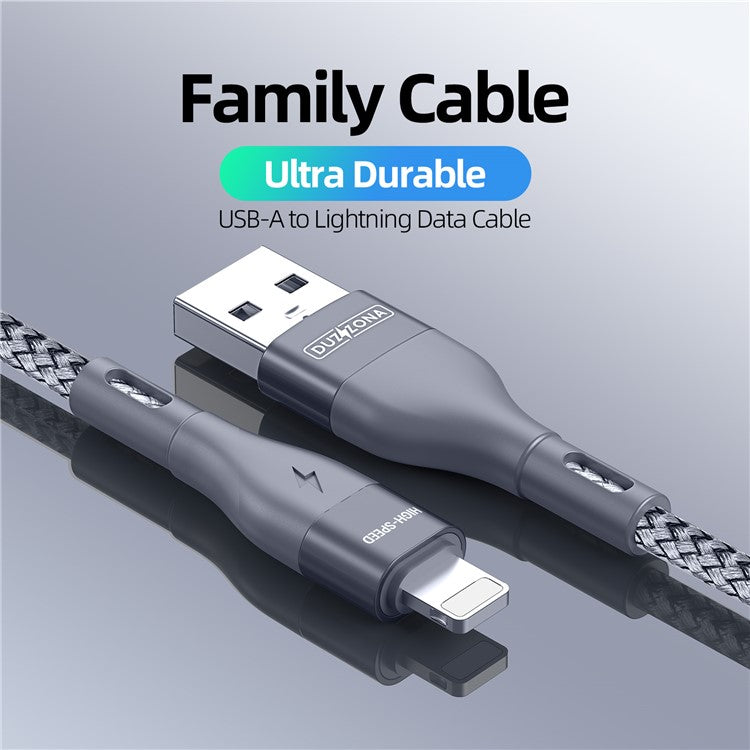 DUZZONA A7 1m USB-A to Lightning Data Cable 2.4A Phone Charging Nylon Braided Cord