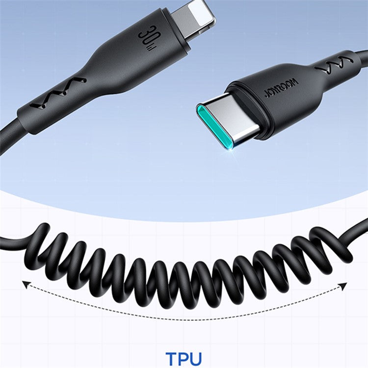 JOYROOM SA38-CL3 Easy-Travel Series for iPhone 15 Series Type-C to 8Pin 30W Fast Charging Cable Coiled Data Cable, 1.5m for iPhone iPad