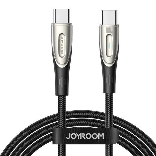 JOYROOM SA27-CC5 Star-Light Series for iPhone 16-15 Series 1.2m Type-C to Type-C Data Cable 100W Fast Charging Nylon Braided Cord - Black