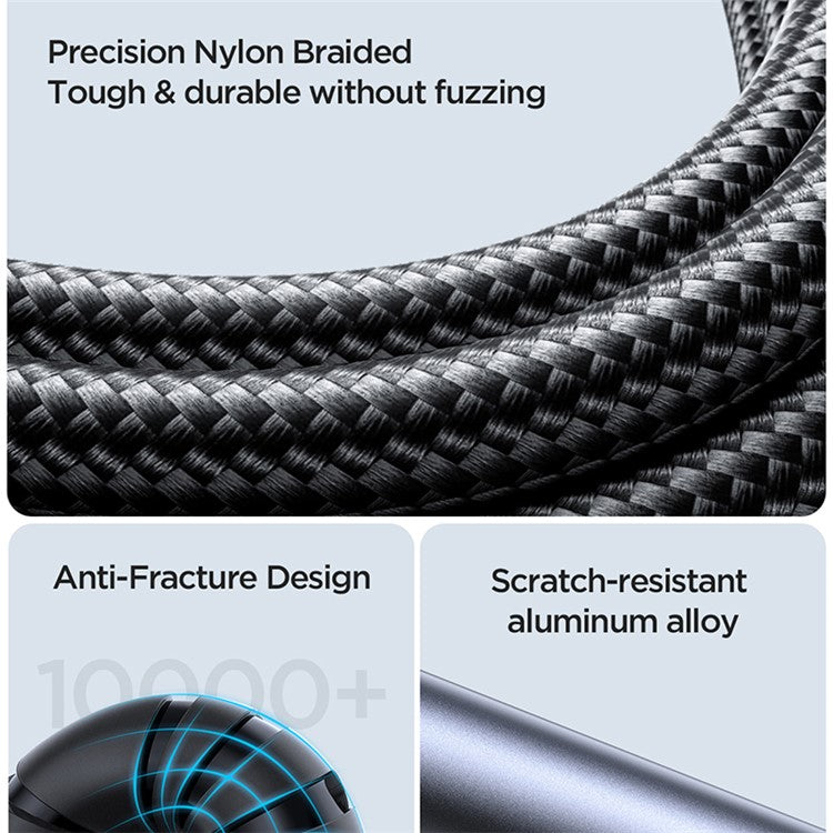JOYROOM SY-A08 1.2m 3.5mm Male to Male Nylon Braided Cable Stereo Sound AUX Audio Cable - Black