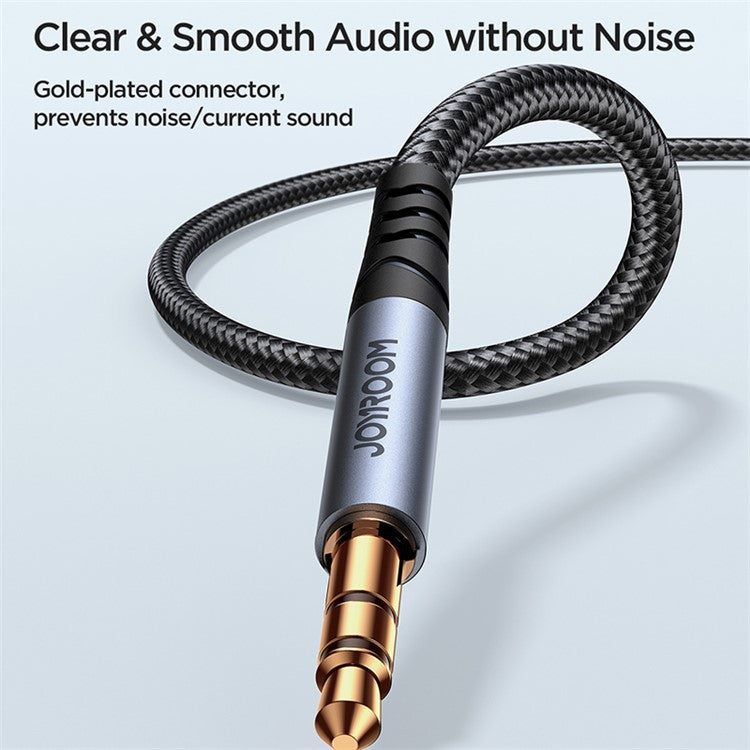 JOYROOM SY-A08 1.2m 3.5mm Male to Male Nylon Braided Cable Stereo Sound AUX Audio Cable - Black