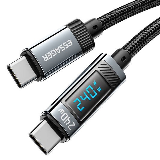 ESSAGER ES-X47 2m Type-C to Type-C Charging Cord 240W Digital Display Quick Charging Data Cable
