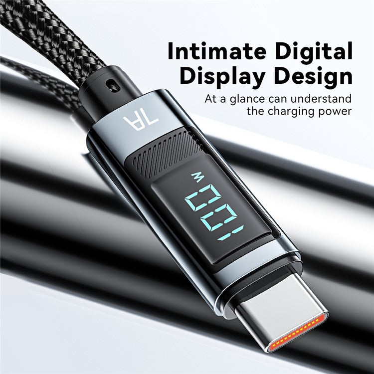 ESSAGER 1m 7A Super Charge Data Cable USB-A to Type-C Charging Cable with Digital Display