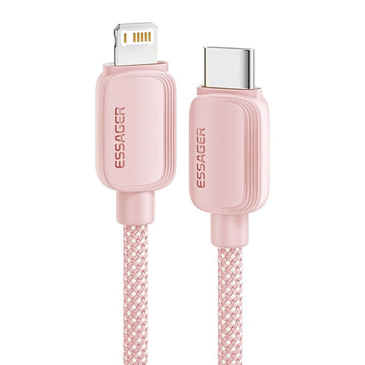 ESSAGER 1m C-L 29W Date Cable Type-C to Lightning Braided TPE Charging Cord - Pink