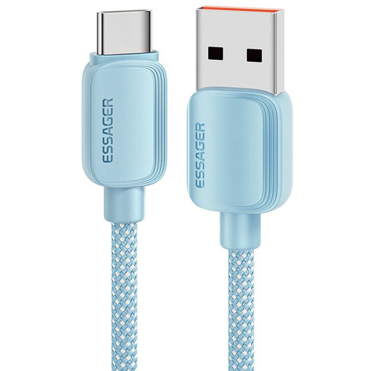 ESSAGER 1m A-C 7A 100W Date Cable USB-A to Type-C Fast Charging Cord - Blue