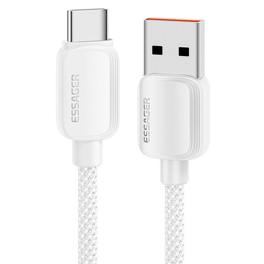 ESSAGER 1m A-C 7A 100W Date Cable USB-A to Type-C Fast Charging Cord - Beige