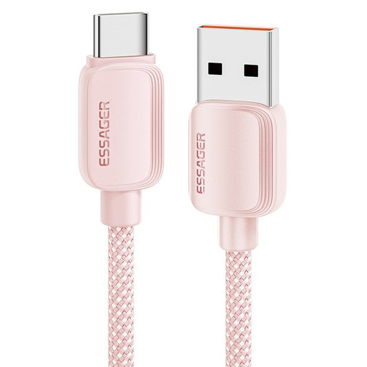 ESSAGER 2m A-C 7A 100W USB-A to Type-C Cable Fast Charging Data Cord - Pink