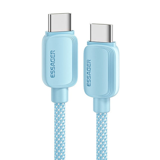 ESSAGER 1m C-C 100W Type-C to Type-C Fast Charging Cable Data Transmission Cord - Blue