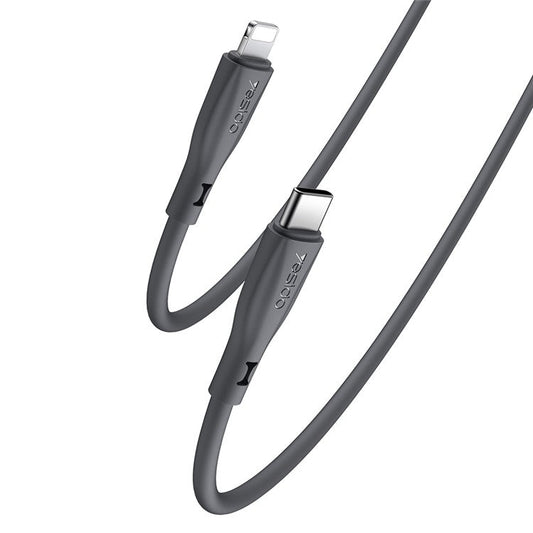 YESIDO CA151 PD 20W Charging Data Cable TPE + Liquid Silicone Type-C to Lightning Charging Cord - Black