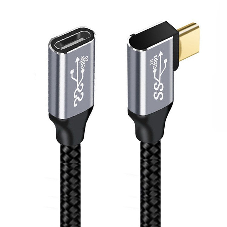 UC-058-RI-3.0M 3m 90 Degree Right Angled USB-C Male to Female Cable Alloy Connector Extension Cord