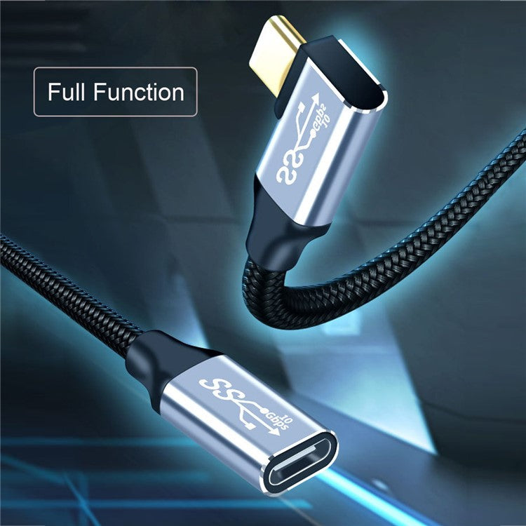 UC-058-RI-3.0M 3m 90 Degree Right Angled USB-C Male to Female Cable Alloy Connector Extension Cord