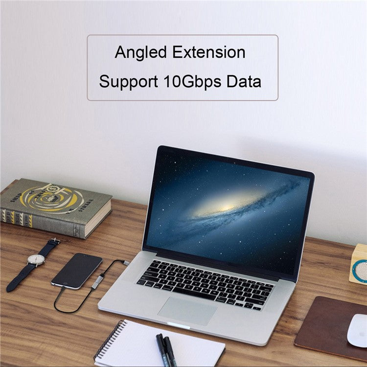 UC-058-RI-3.0M 3m 90 Degree Right Angled USB-C Male to Female Cable Alloy Connector Extension Cord