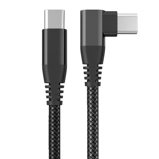 1m 90-Degree Right Angle Charging Cable USB 2.0 PD 60W Type-C to Type-C Data Syncing Cord - Black