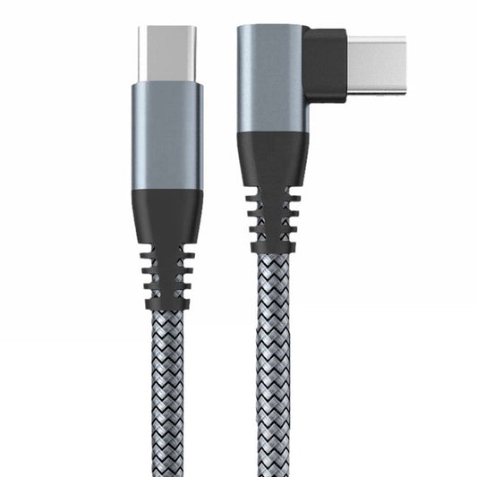 3m 90-Degree Type-C to Type-C Cable PD 60W USB 2.0 Fast Charging Data Cord - Grey