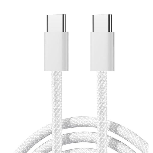 JOYROOM S-A45 Ben Series Braided Fast Charging Data Cable 1m Type-C to Type-C 60W Charging Cord for iPhone 16-15 Series , White