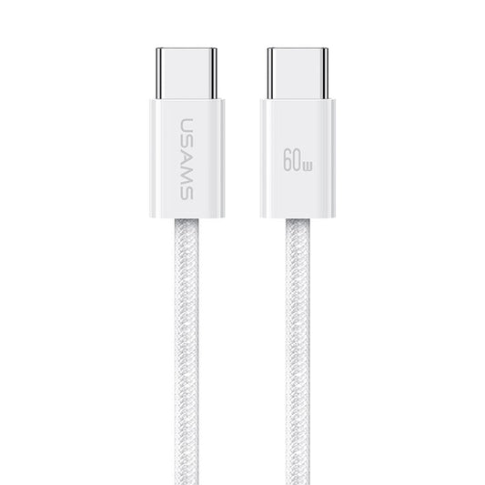 USAMS US-SJ656 U86 1.2m PD 60W Fast Charging Cable Type-C to Type-C Rainbow Braided Cord - White