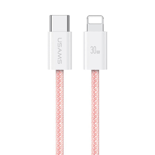 USAMS US-SJ657 U86 1.2m Type-C to Lightning Cable PD 30W Fast Charging Data Cord - Pink