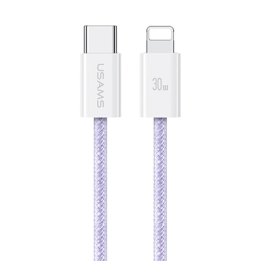 USAMS US-SJ657 U86 1.2m Type-C to Lightning Cable PD 30W Fast Charging Data Cord - Purple