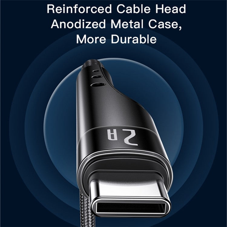 YESIDO CA109 3m Nylon Braided Data Cable 2A USB to Type-C Charging Cable