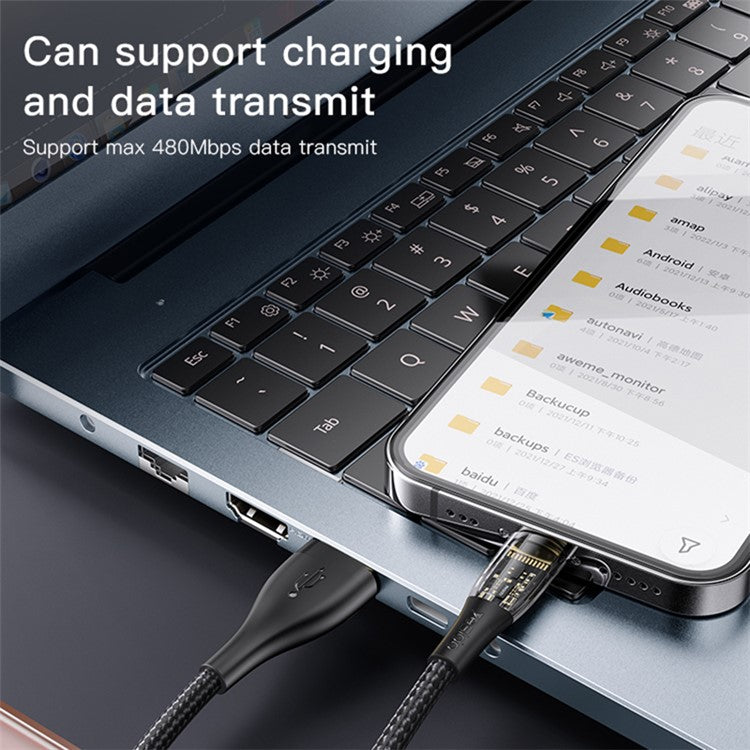 YESIDO CA104 2.4A iP Charging Cable Gold Plated Visible Nylon Braid Data Cable