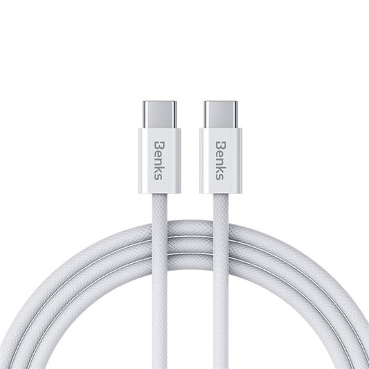 BENKS D46 1m Fast Charging Data Cable Type-C to Type-C Phone Braided Cord - White