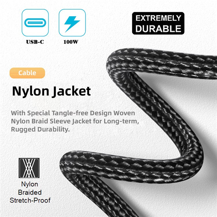 UC-064-LP-3.0M For Laptop / Phone 90 Degree Low Profile Angled USB3.1 Type-C Male to Male 10Gbps PD 100W Data Cable