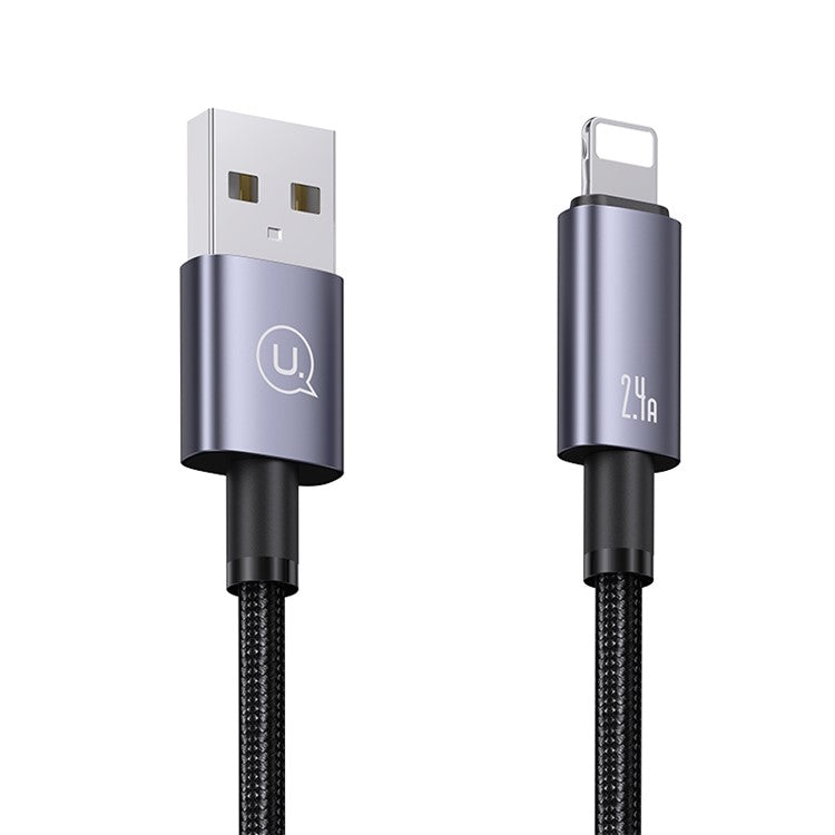 USAMS US-SJ667 Sufeng Series 1.2m 2.4A USB-A to Lightning Data Cable Aluminum Alloy Fast Charging Cord - Tarnish