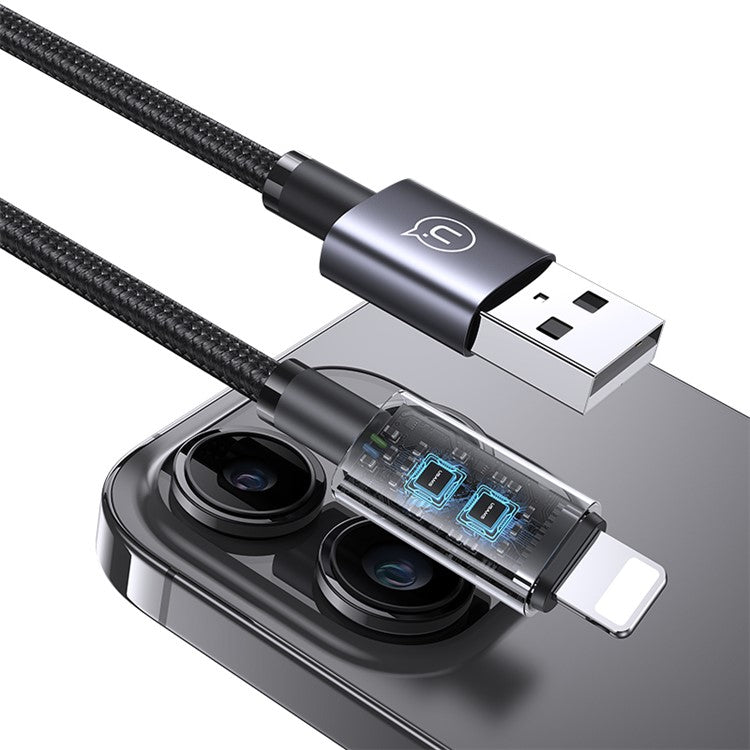 USAMS US-SJ669 Sufeng Series 2m 2.4A Fast Charging Cable USB-A to Lightning Phone Data Cord - Tarnish